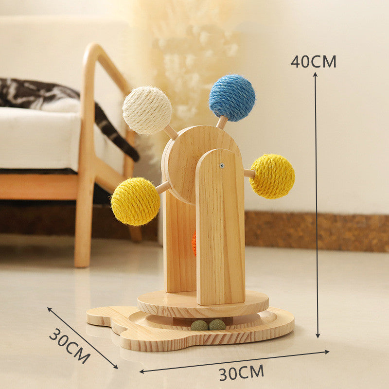 Solid Wood Rotary Table Cat Scratch Board Sisal Hemp Pet Products - Waggley Tails
