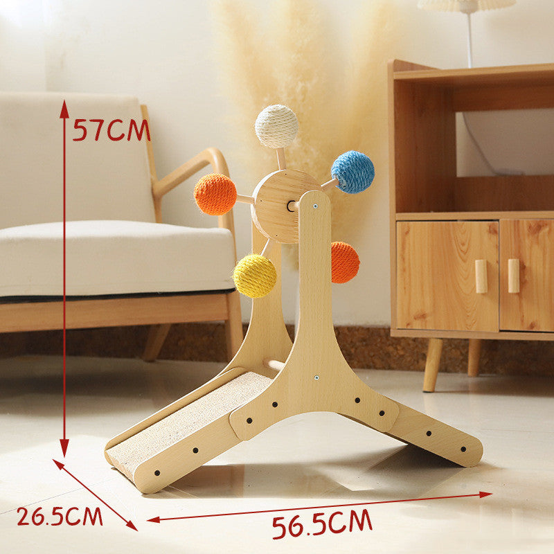 Solid Wood Rotary Table Cat Scratch Board Sisal Hemp Pet Products - Waggley Tails
