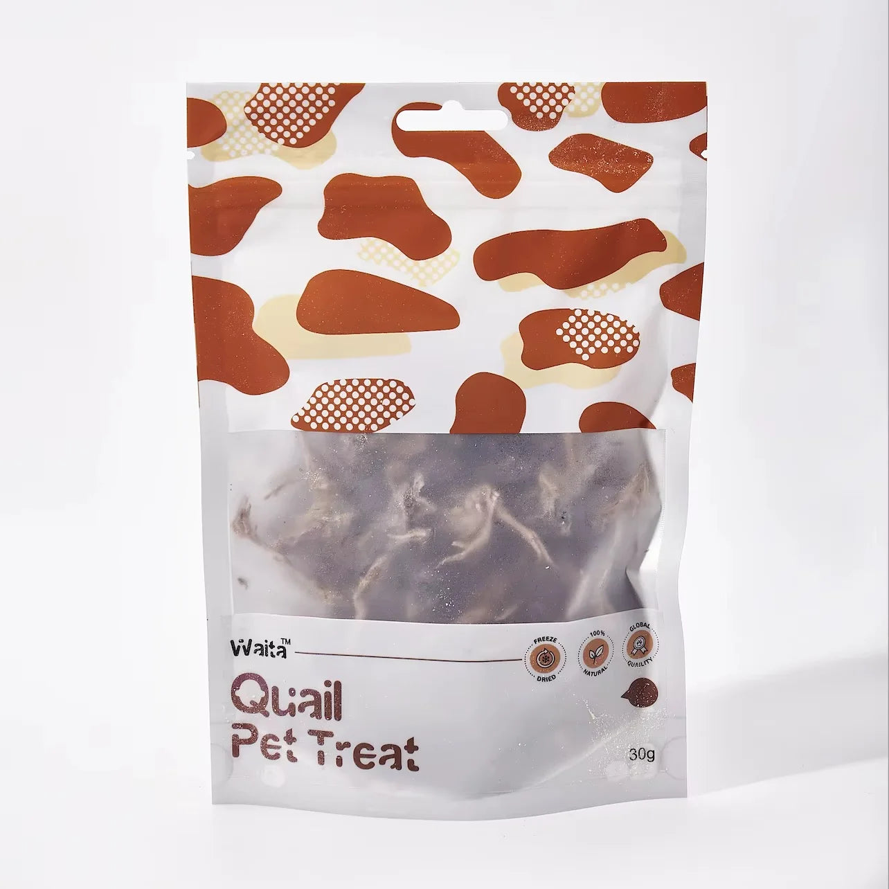 Package of Wala Quail Pet Treats with a white background