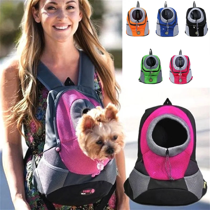 Outdoor Pet Dog Carrier Bag Portable Travel Backpack Front Bag Double Shoulder Mesh Backpack Head Carrying Bags For Cat - Waggley Tails