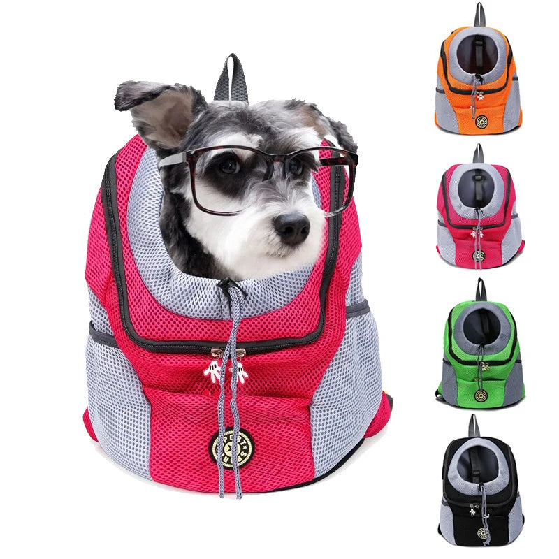 Outdoor Pet Dog Carrier Bag Portable Travel Backpack Front Bag Double Shoulder Mesh Backpack Head Carrying Bags For Cat - Waggley Tails