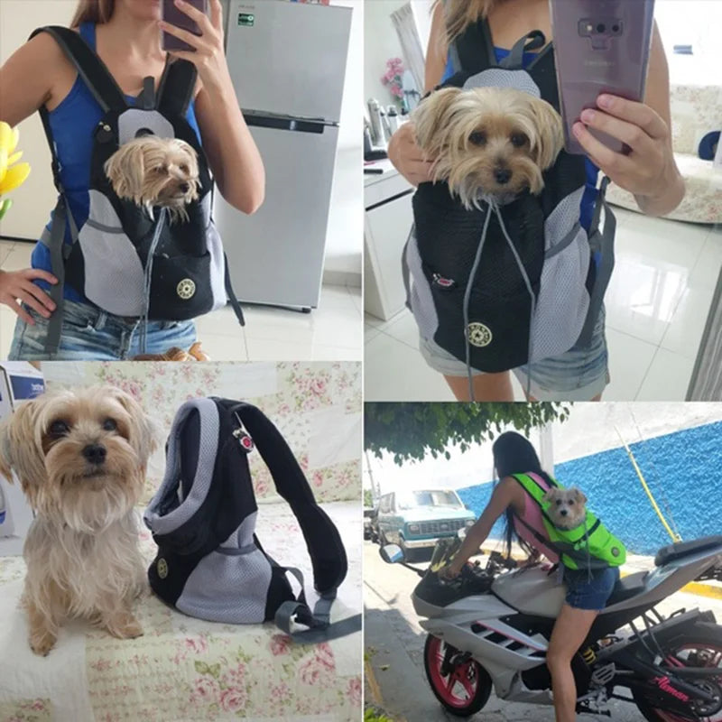 Outdoor Pet Dog Carrier Bag Portable Travel Backpack Front Bag Double Shoulder Mesh Backpack Head Carrying Bags For Cat - Waggley Tails
