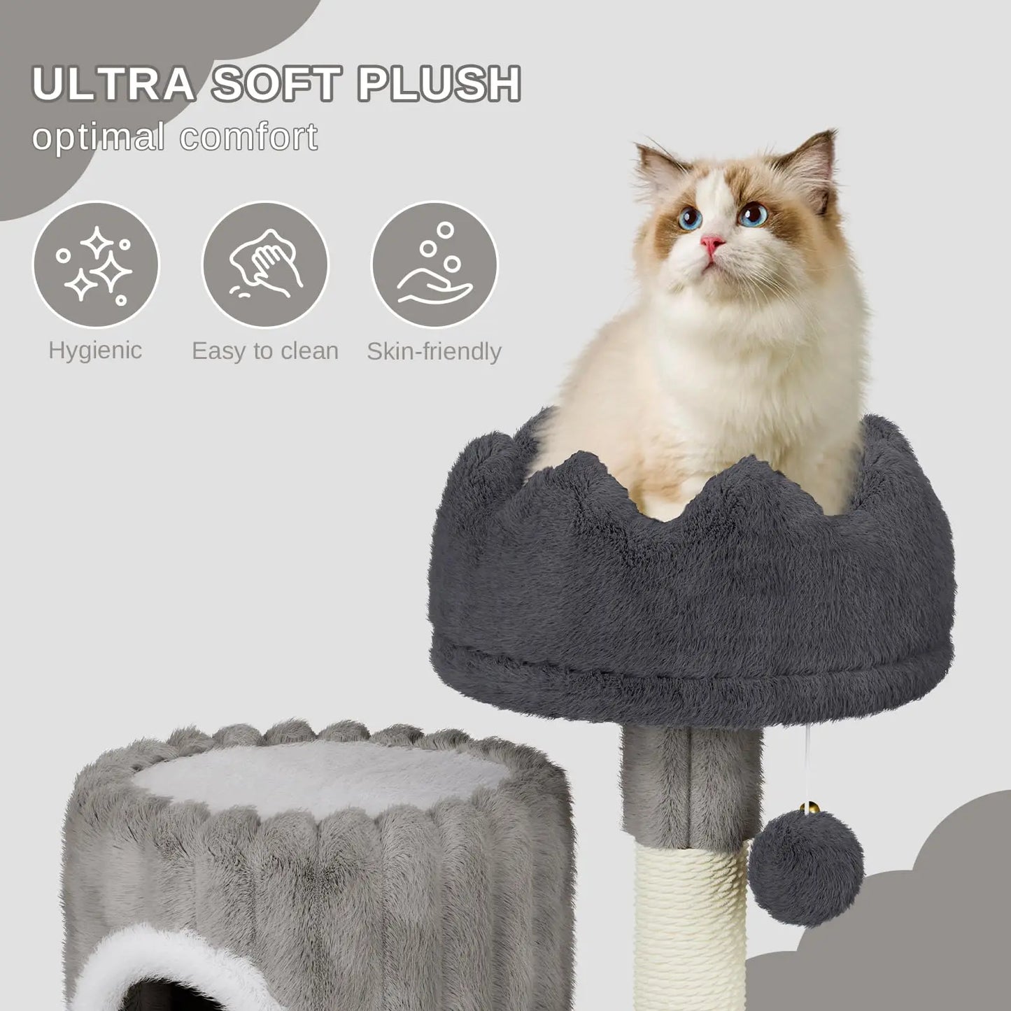 Cat Tree Tower – Scratching Post with Cave, Perch & Toys for Cats