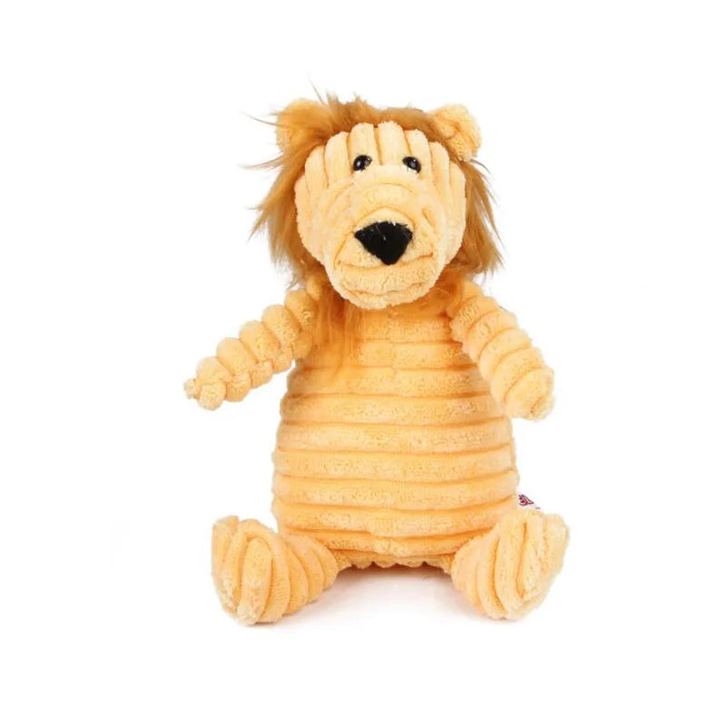 Plush lion toy on a white background