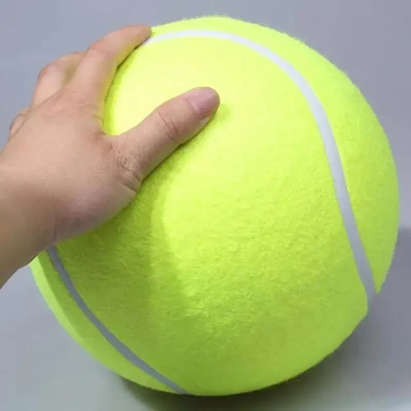Thick rubber-core tennis ball, durable for dogs and kids.