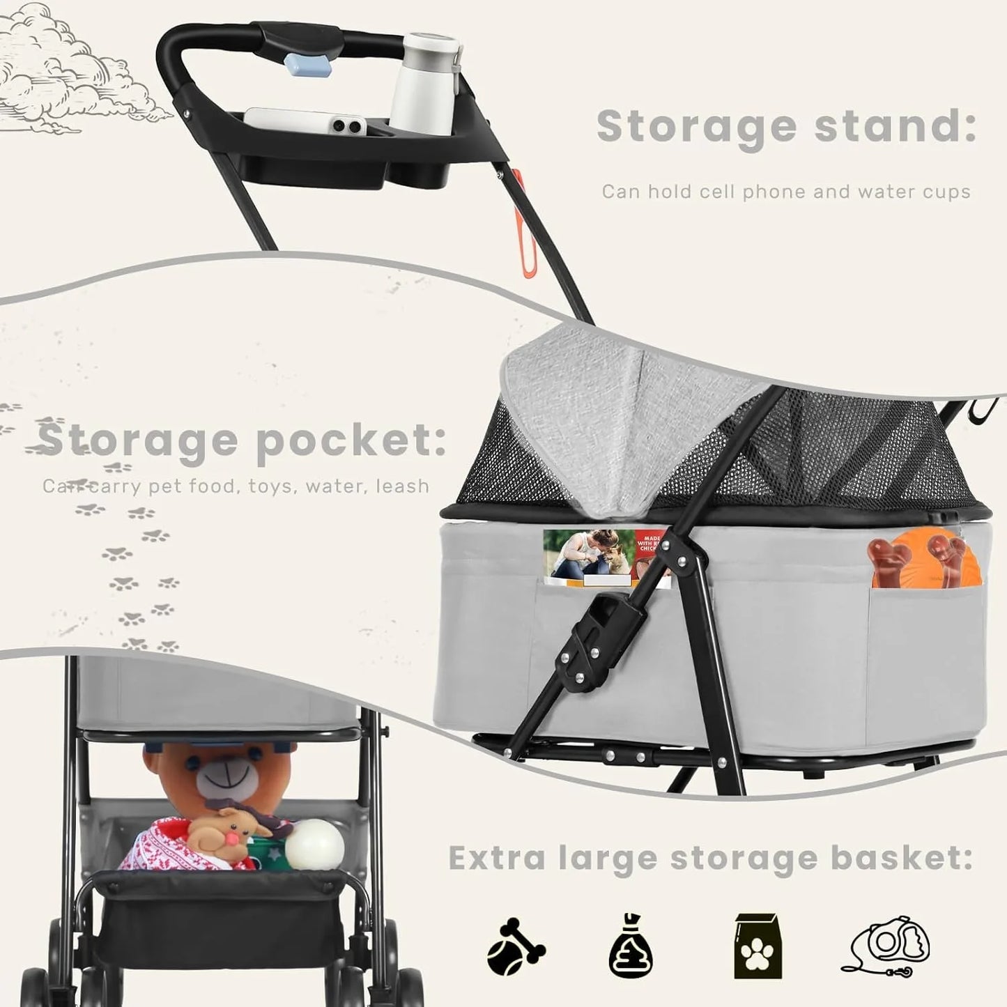 Luxury Large Pet Pram UK: Foldable, Safe & Ventilated for Ultimate Comfort - Waggley Tails