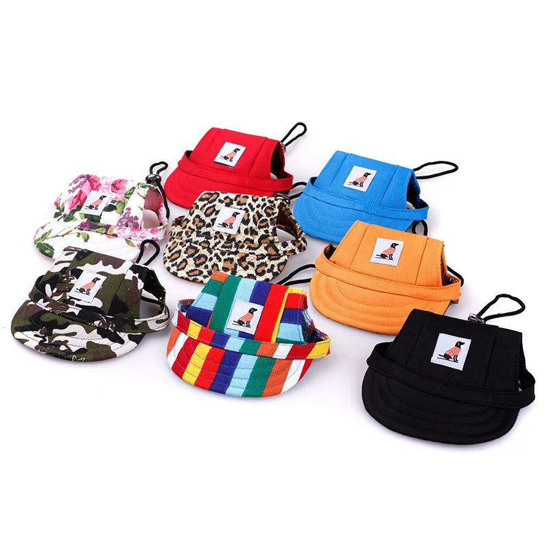 Collection of colorful pet harnesses and leashes on a white background