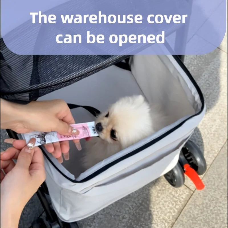 Lightweight pet buggy with breathable mesh for comfortable travel