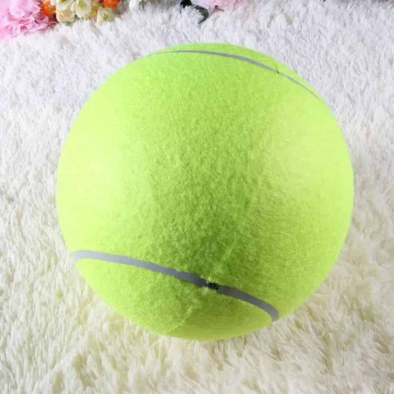 Oversized dog toy – giant tennis ball for outdoor fetch games.