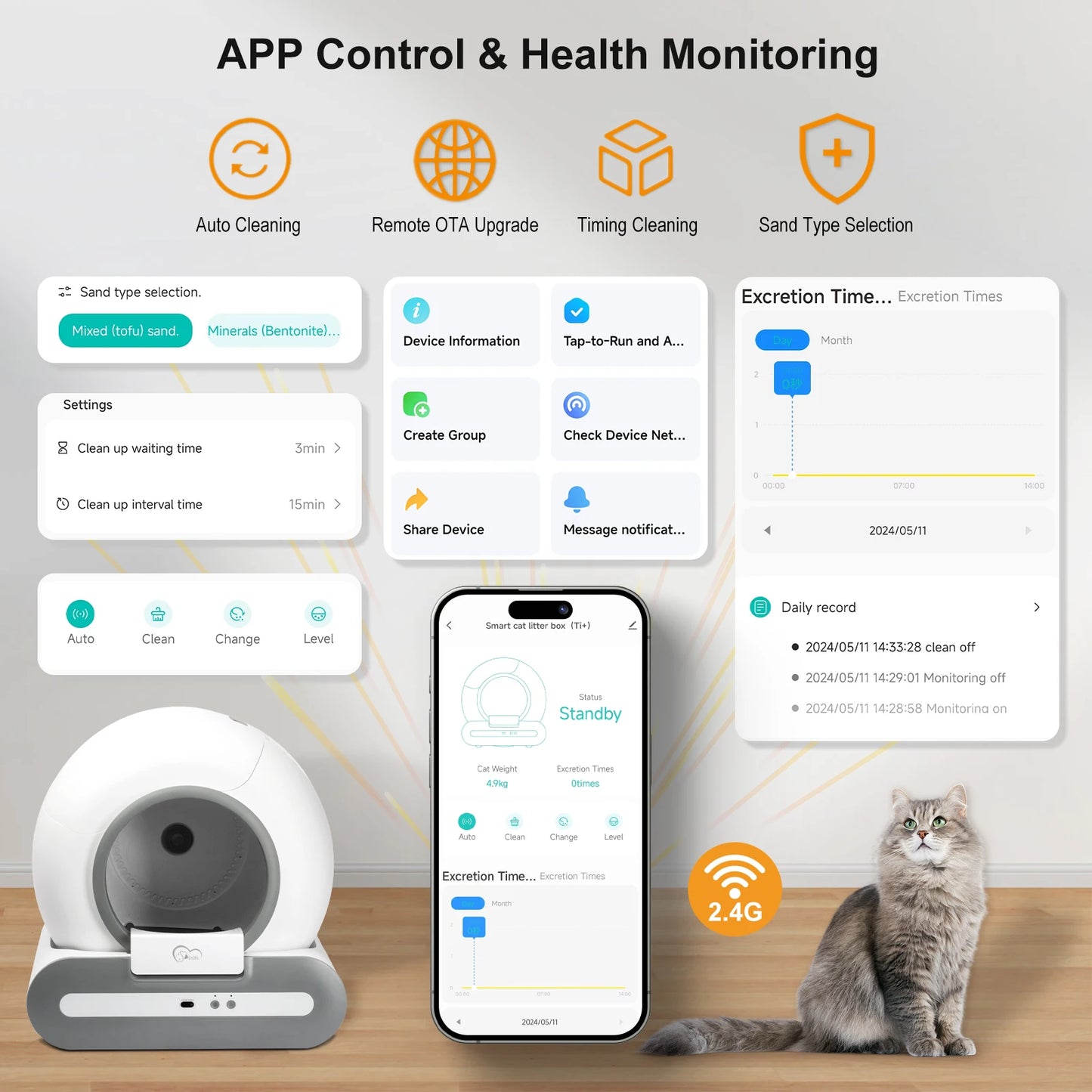 modern smart pet toilet for indoor cats