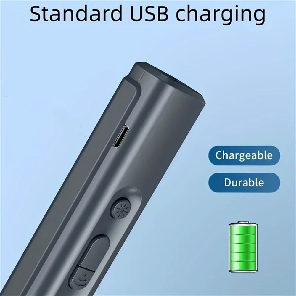 Black electronic device with USB charging port on a light blue background, featuring text 'Standard USB charging'.
