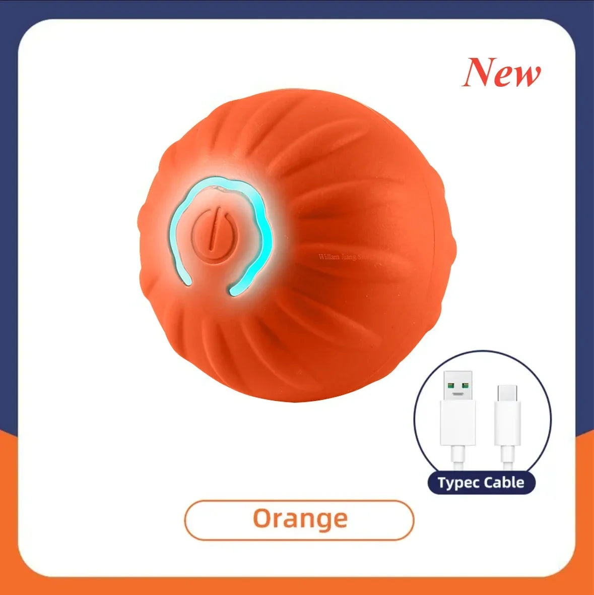 Orange electronic device with a cable icon and 'New' label on a white background