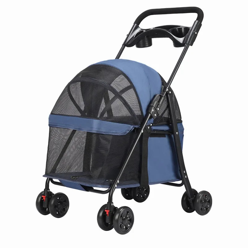 Two-in-one foldable pet stroller and shopping cart
