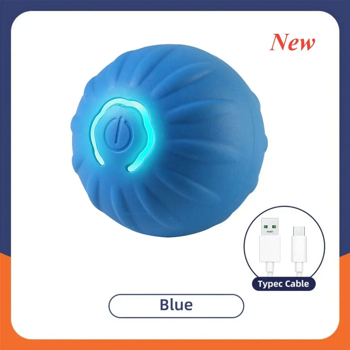 Blue electronic device with glowing center on a white background