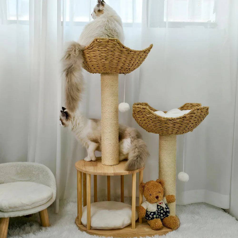 3-tier plush cat tree UK with condo and scratching posts
