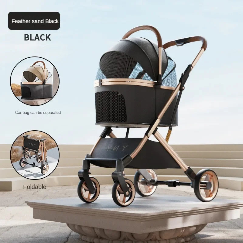 Ultra-lightweight pet cart with shock absorbers for a gentle ride