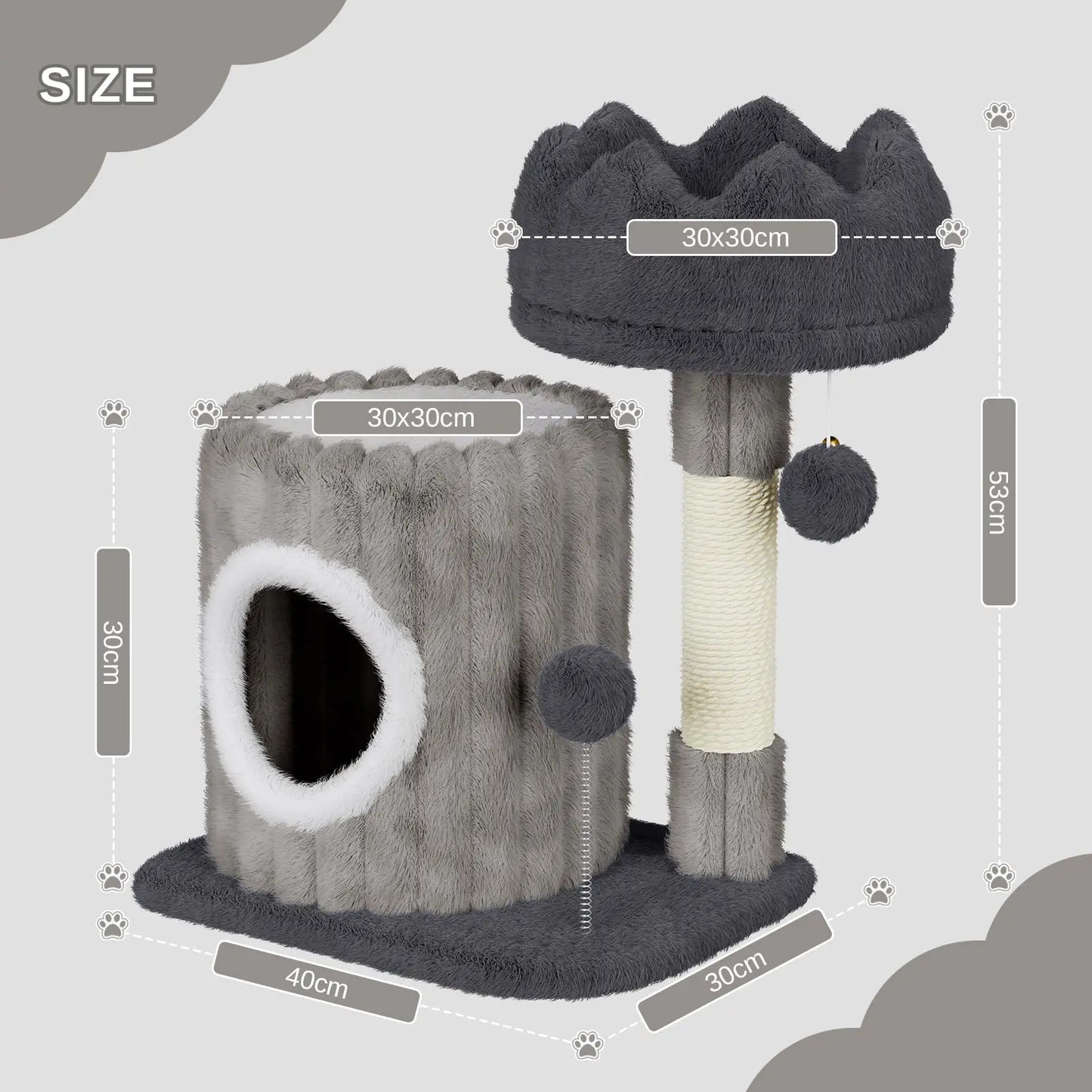 Cat Tree Tower – Scratching Post with Cave, Perch & Toys for Cats