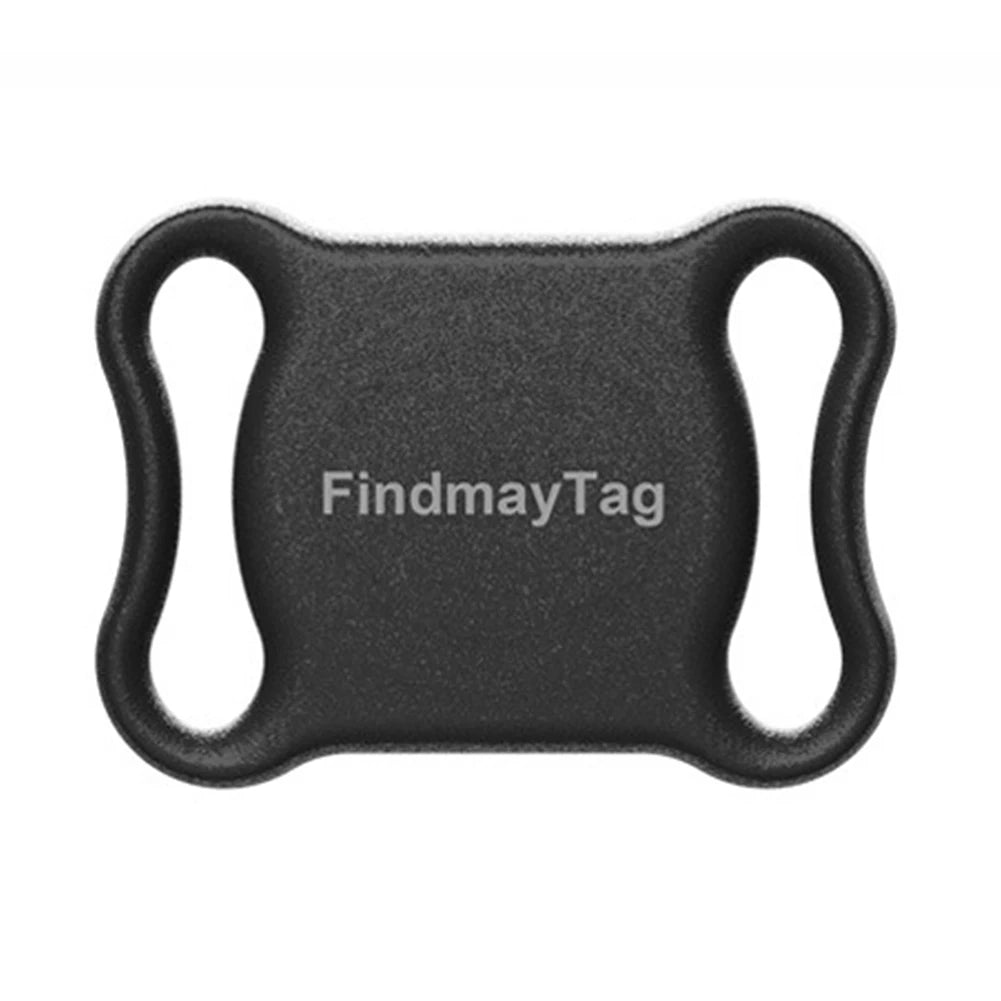 Black plastic tag with 'FindmayTag' branding on a white background