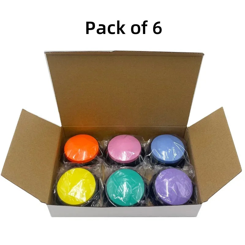 Box of six colorful containers with lids, labeled 'Pack of 6'.