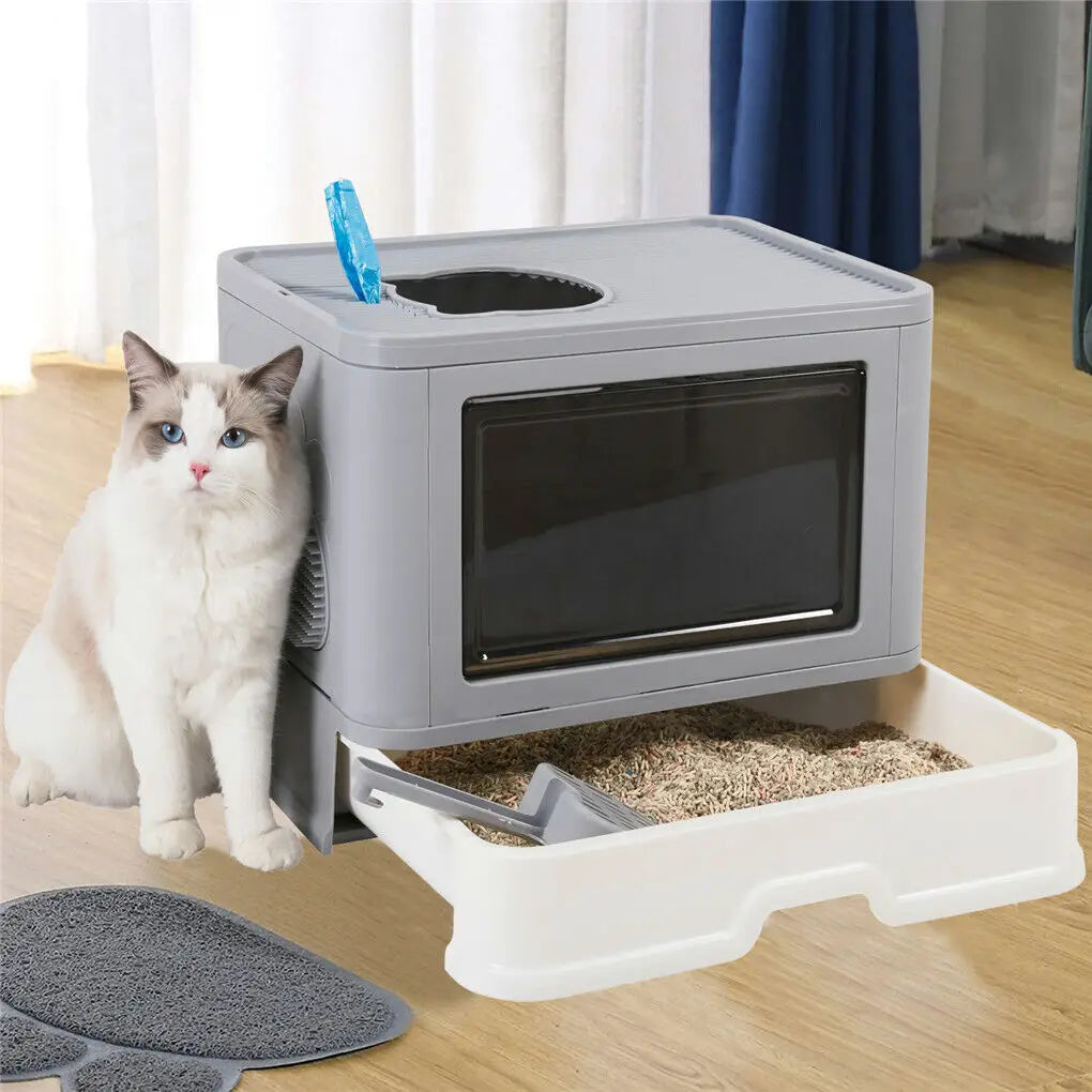 Enclosed cat toilet for kittens and cats