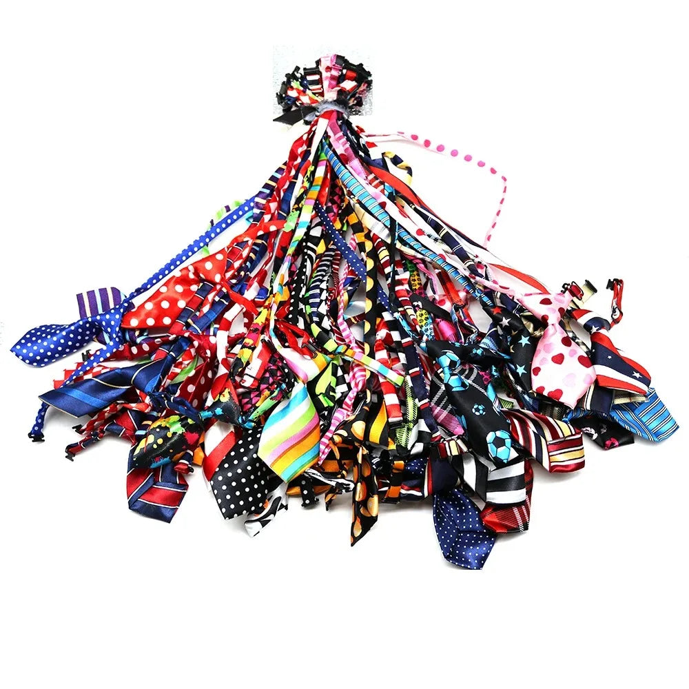 Colorful assortment of fabric ribbons on a white background