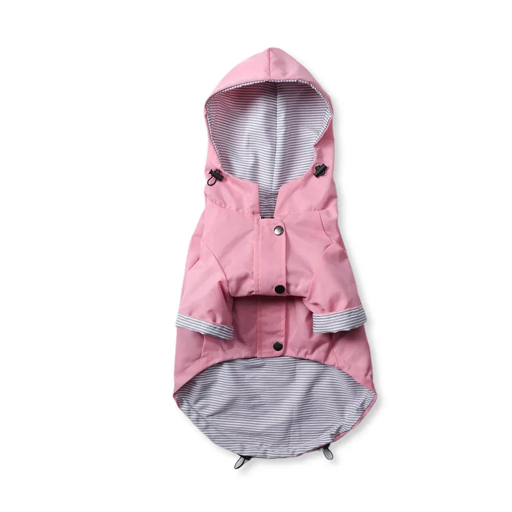 Pink raincoat with striped interior on a white background