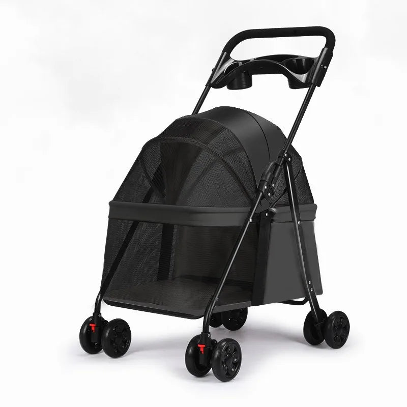 Lightweight pet buggy with breathable mesh for comfortable travel