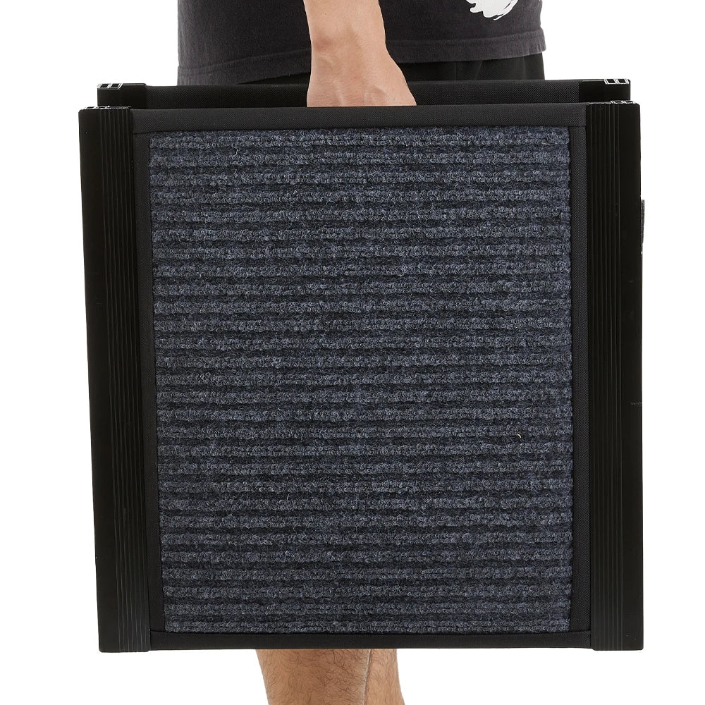 Person holding a rectangular black and gray filter