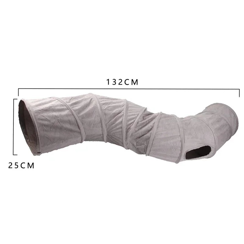 Gray pet tunnel with measurements on a white background