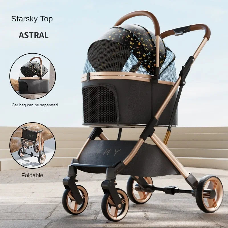 Foldable pet buggy with a detachable design for convenient storage