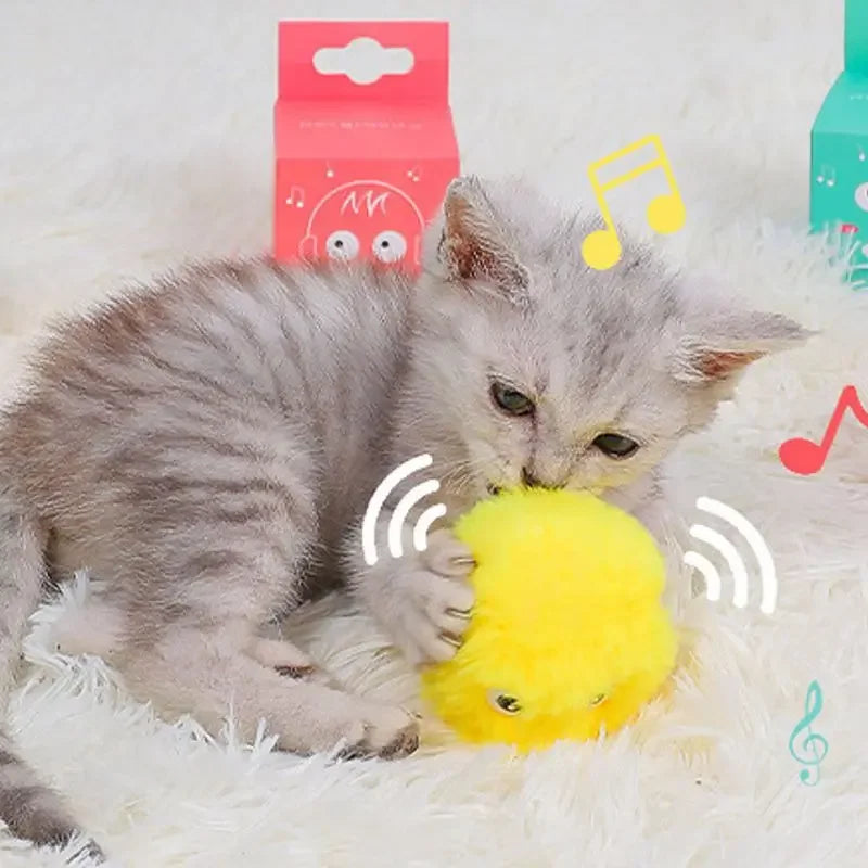 Smart Interactive Cat Toy Ball with Catnip – Squeaky Training Play Ball - Waggley Tails