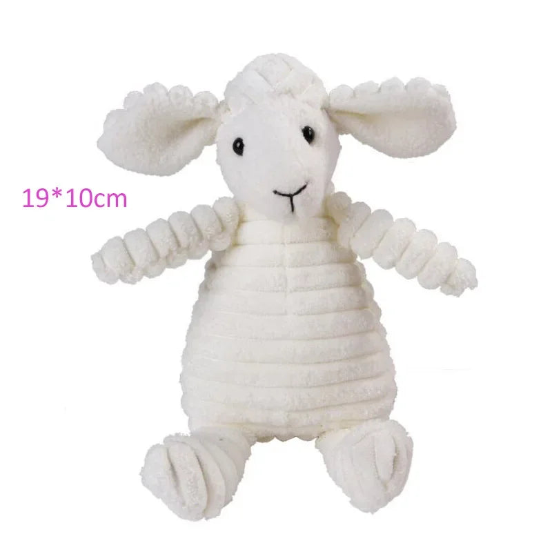 White plush toy sheep on a white background with dimensions '19*10cm' displayed.