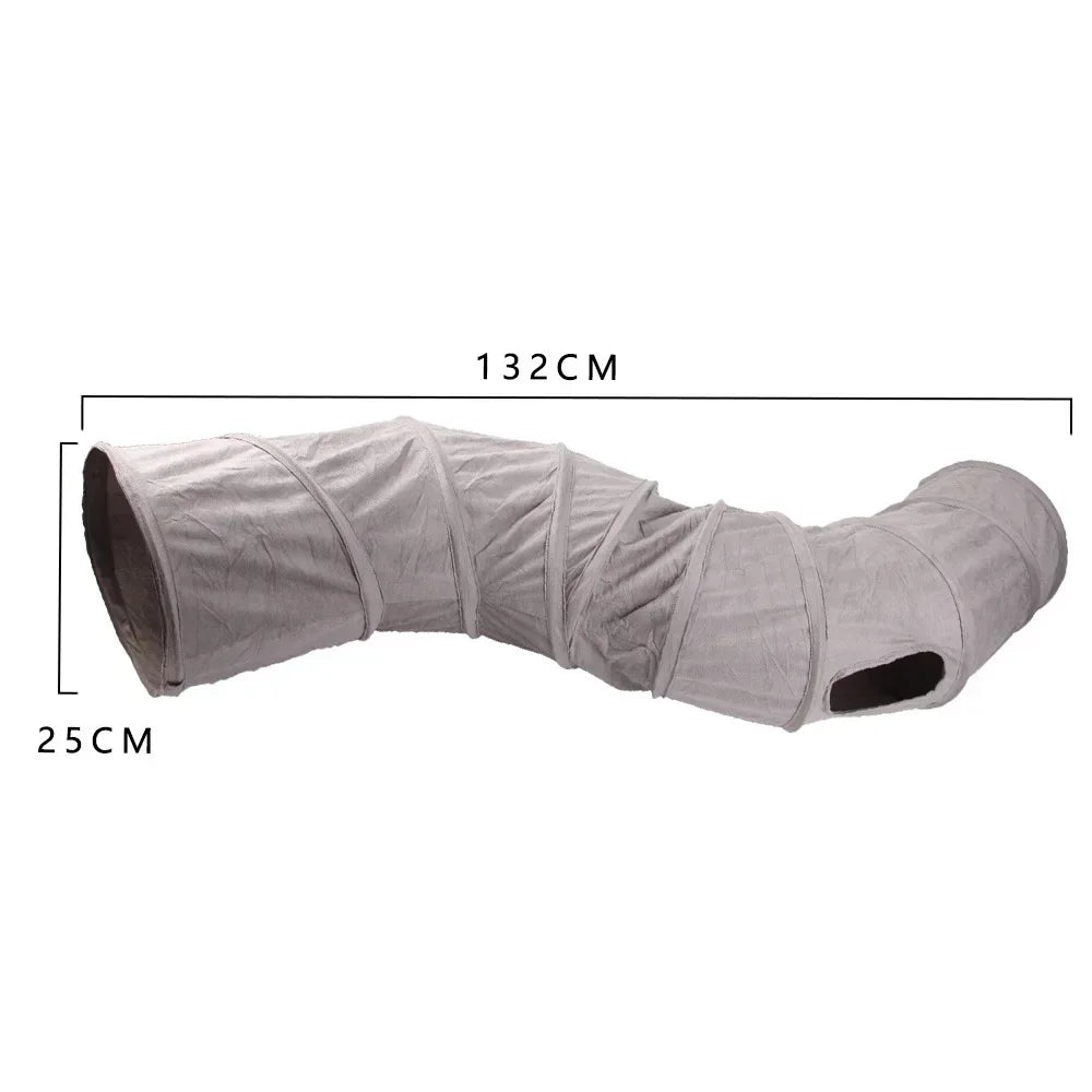 Gray pet tunnel with dimensions on a white background