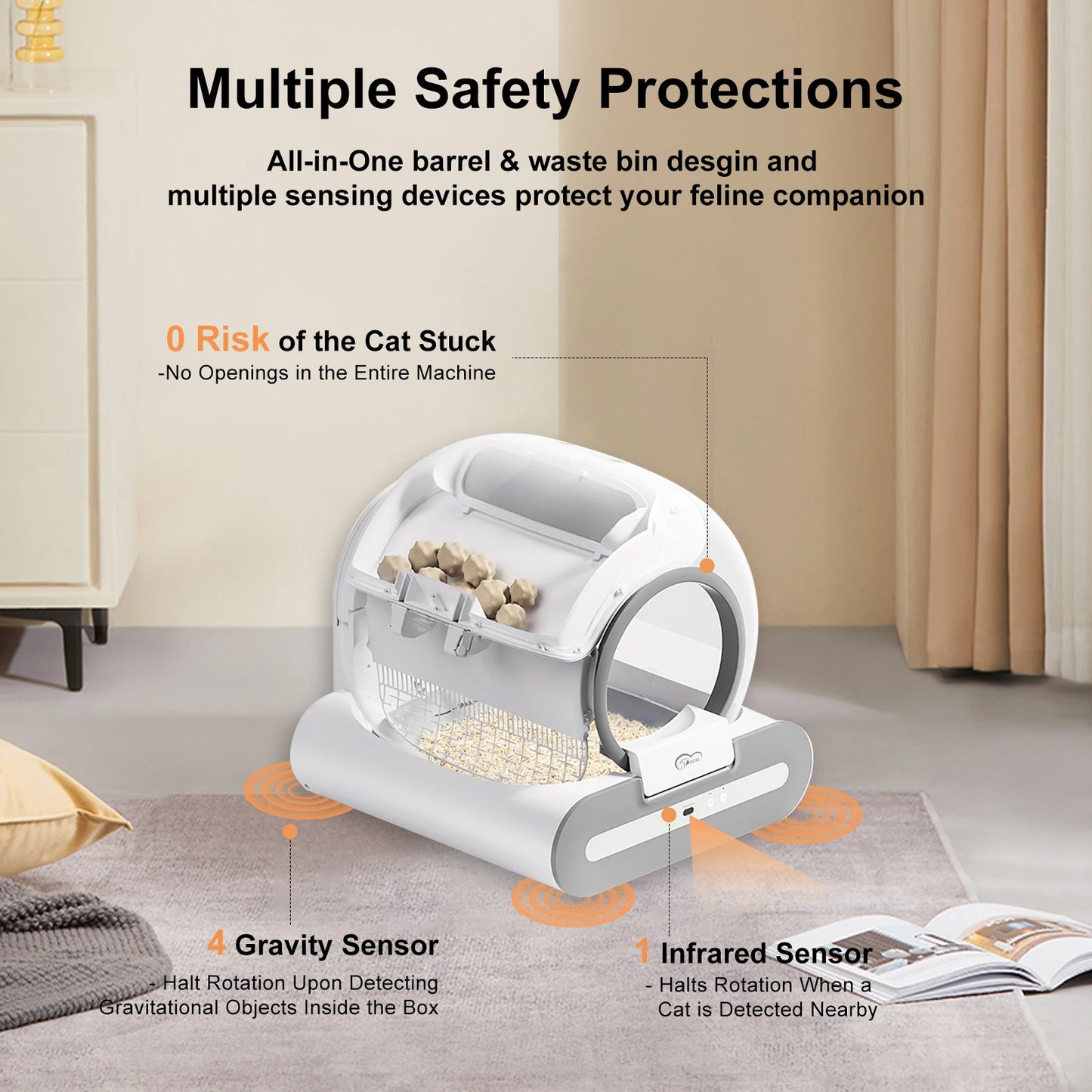 leak-proof automatic litter box for multiple cats