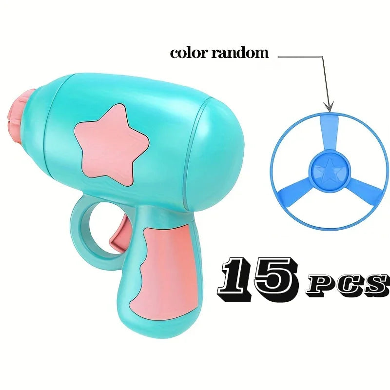 Toy hair dryer with star design on handle, color random, 15 pcs pack, on white background