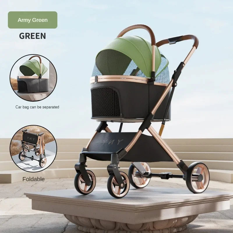 Foldable pet buggy with a detachable design for convenient storage