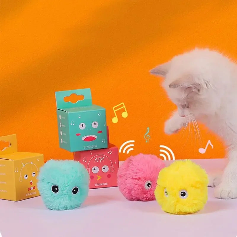 Smart Interactive Cat Toy Ball with Catnip – Squeaky Training Play Ball - Waggley Tails