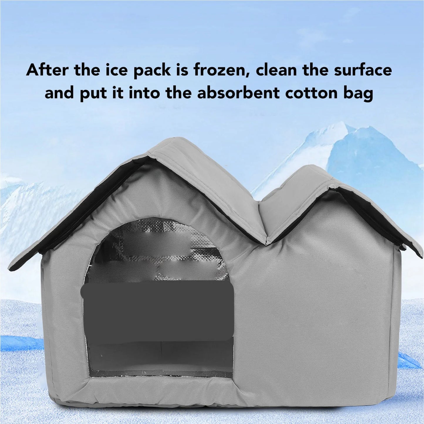 Pet house cutaway showing triple-layer cooling