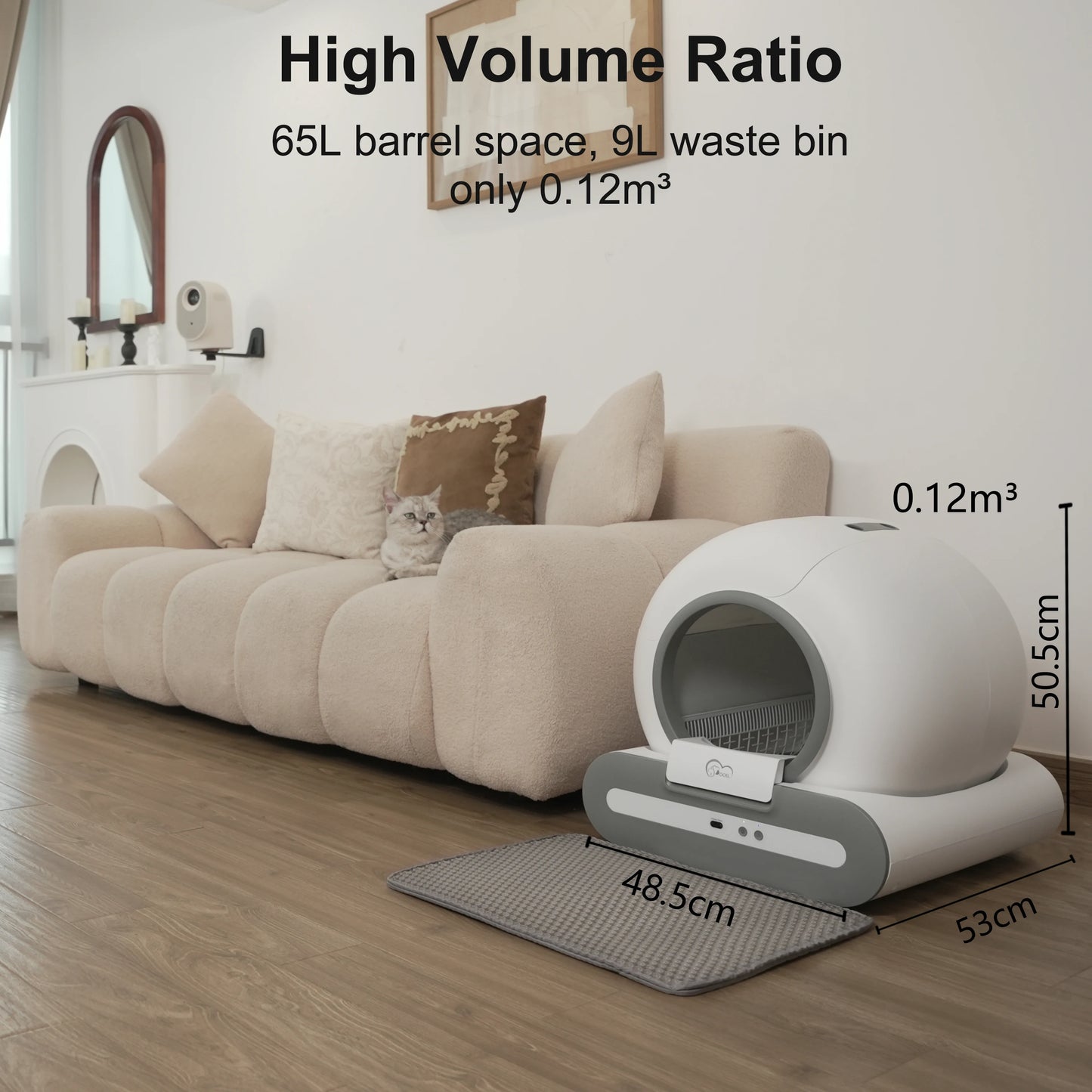 quiet automatic cat litter system with mat