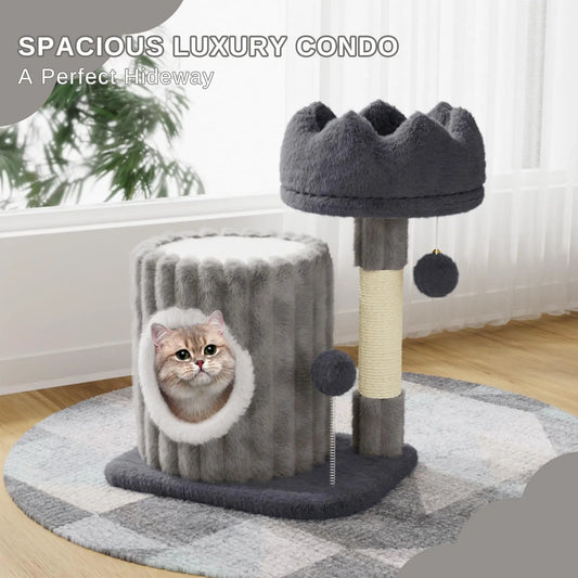 Cat Tree Tower – Scratching Post with Cave, Perch & Toys for Cats