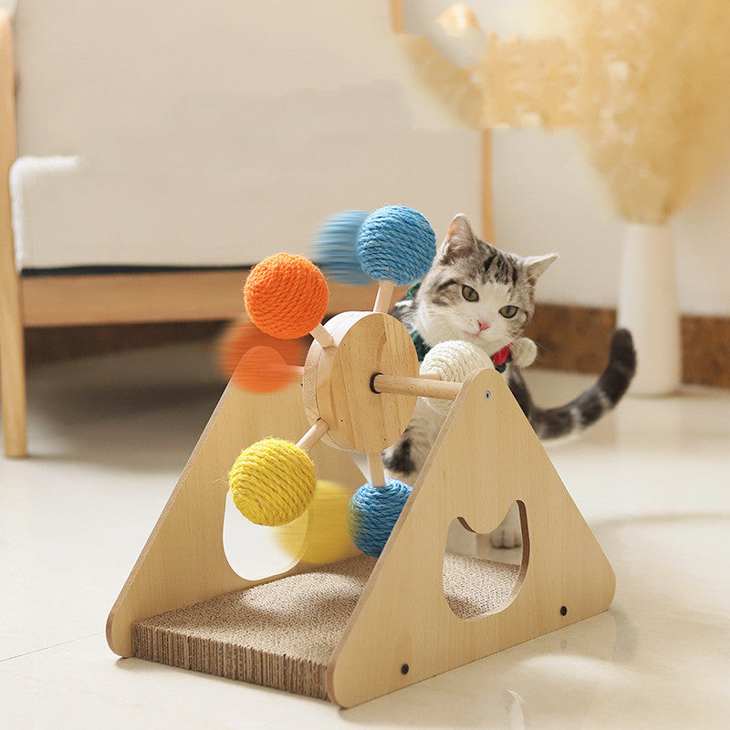 Solid Wood Rotary Table Cat Scratch Board Sisal Hemp Pet Products - Waggley Tails