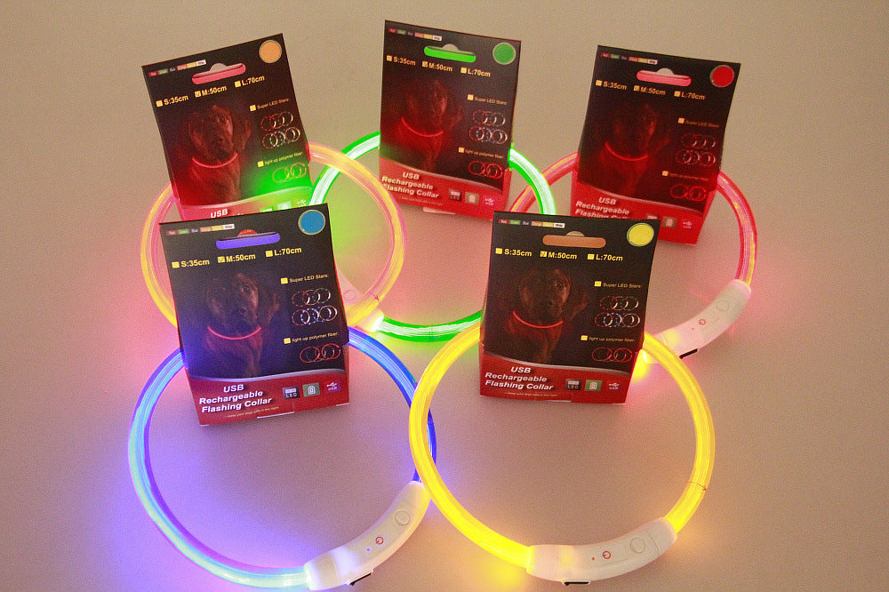 Pet Flashing Collar USB Rechargeable Glowing Necklace Safety Collar Light Up Collars For Night Walking Electric Dog Collar Neon - Waggley Tails