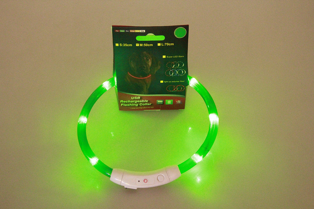 Pet Flashing Collar USB Rechargeable Glowing Necklace Safety Collar Light Up Collars For Night Walking Electric Dog Collar Neon - Waggley Tails