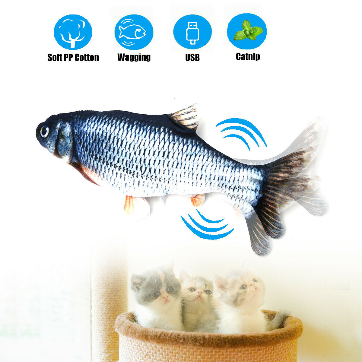 Fish Shape Cat Toy Electric USB Charging - Waggley Tails