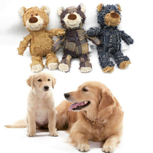 Adorable Squeaky Plush Dog Toy - Bear Shape - Waggley Tails