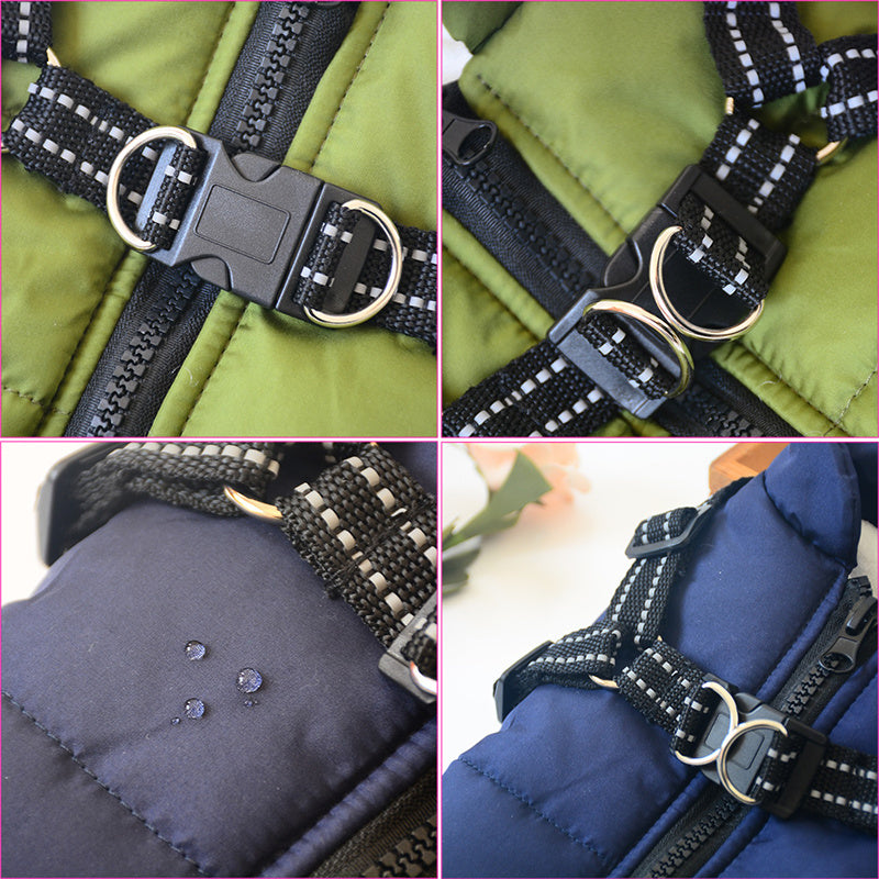 Waterproof Winter Dog Coat with Harness - Keep Your Pup Warm and Dry - Waggley Tails