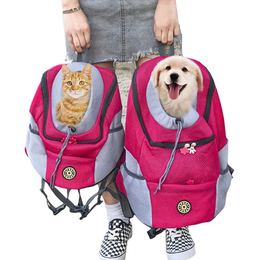 Outdoor Pet Dog Carrier Bag Portable Travel Backpack  Front Bag Double Shoulder Mesh Backpack Head Carrying Bags For Cat - Waggley Tails