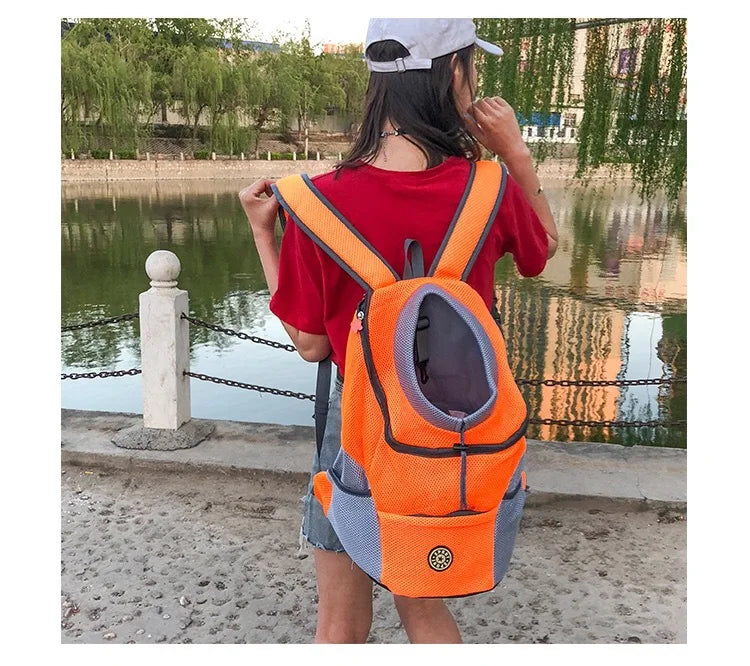 Outdoor Pet Dog Carrier Bag Portable Travel Backpack  Front Bag Double Shoulder Mesh Backpack Head Carrying Bags For Cat - Waggley Tails