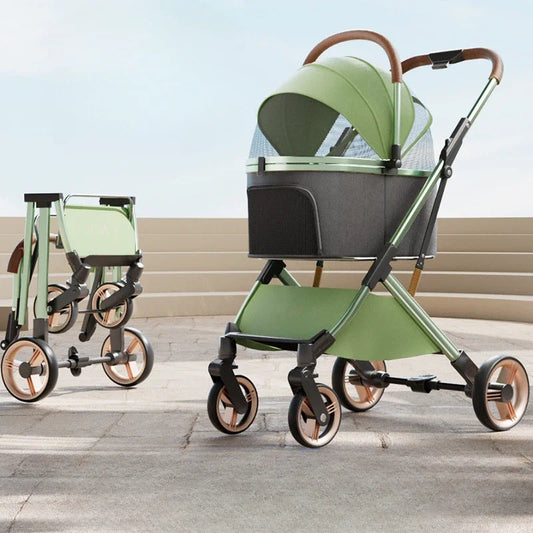 Ultra-lightweight detachable pet stroller with aluminium frame for easy travel