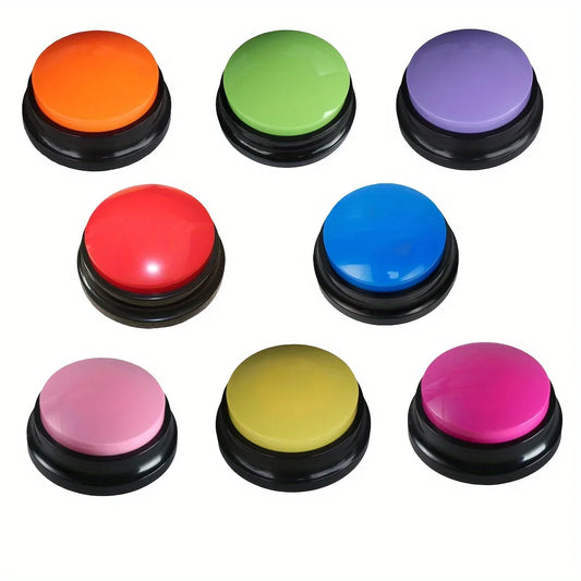 Set of colorful round buttons with black bases on a white background